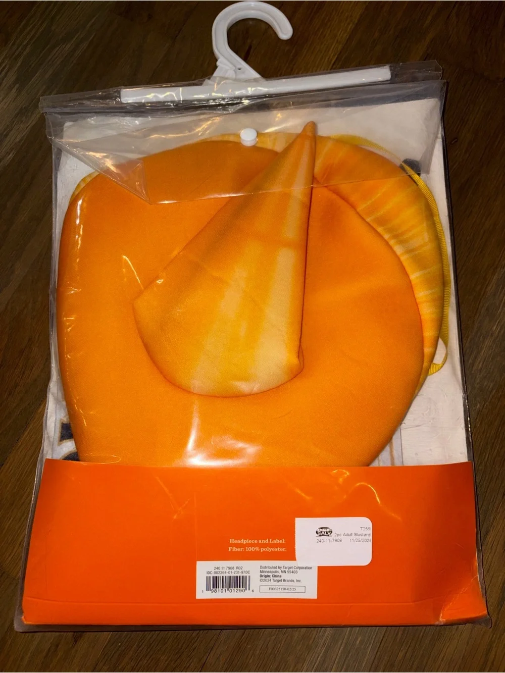 Yellow Mustard Halloween Costume Adult One Size Food Condiment NWT